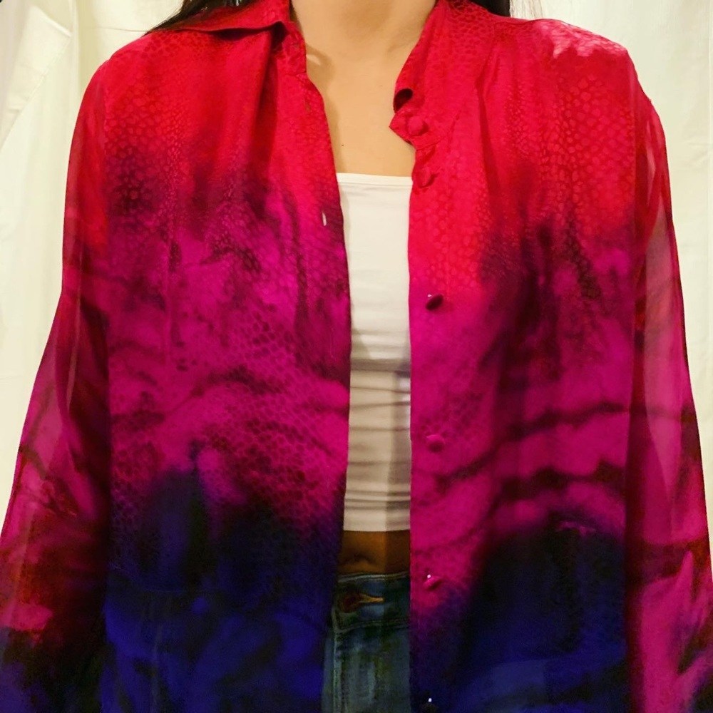 Hand painted Silk Blouse - Picture 4 of 4